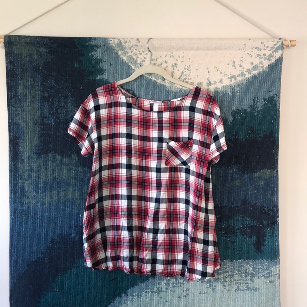 Plaid maternity blouse